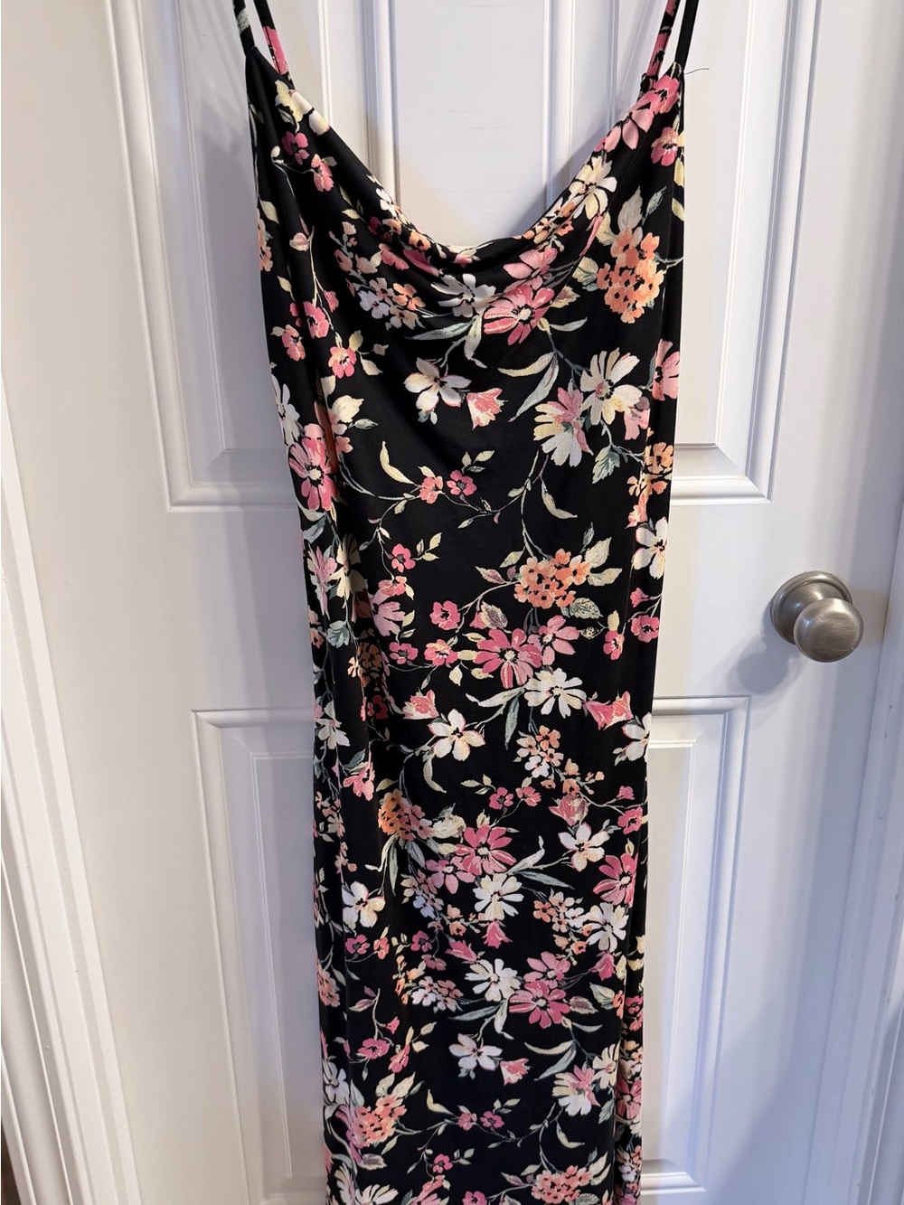 Wallflower Black Slip Maxi Dress with Pink and Cream Floral